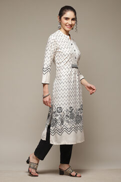 Off White LIVA Straight Kurta image number 5